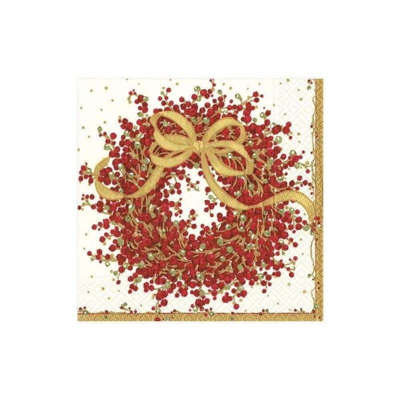 Caspari Entertaining Pepper Berry Cocktail Napkins, Red, 20-Pack - Image 2
